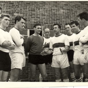 Bob Morton gives a team talk, mid 1960s