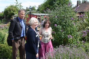 Britain in Bloom judges being shown round the Wolverton Community Orchard in 2009
