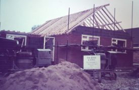 Roof timbers well underway.