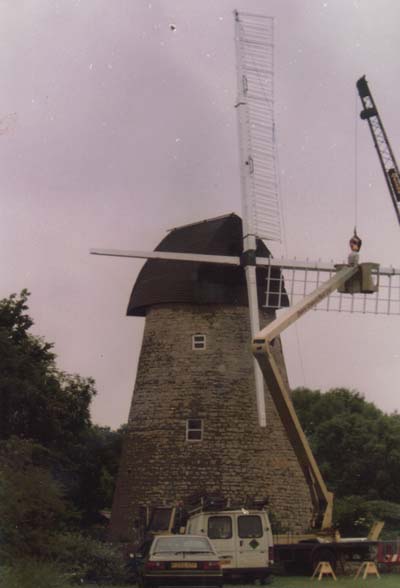 New sails being put on the windmill, 1995