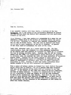 Draft letter from Margaret Broadhurst to Mr Gourvish, about his account of British Rail management and the London North Western Railway (1976).