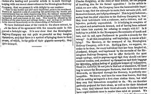 Northampton Herald - Editorial reply to Mercury letter regarding the expence of rail travel (1838).