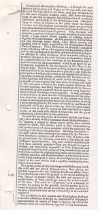 Newspaper - Article on the early working of the line: passenger safety, the police and signalling (1838).