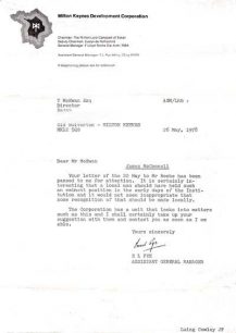 Letter of reply from E.L. Pye, to Mr T. McEwan's request for assistance in obtaining the bust of James McConnell (1978).
