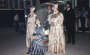 Photograph of the 'Royal party' from 'All Change' Act 2 Scene 1 (1982).