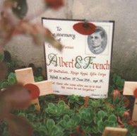 Colour photograph showing the headstone of Albert French
