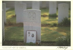 Colour postcard of Albert French's headstone.