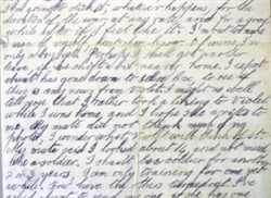 Photograph of passage from a letter from Albert French dated January 1916