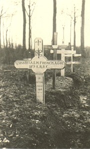 2 black and wite photographs of Albert French's grave