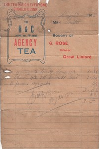 Receipt, The H & C (Home & Colonial) Agency Tea