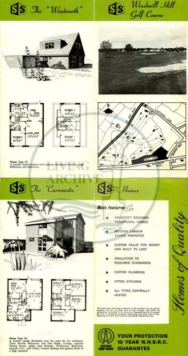 Brochure of Windmill Hill Estate, including plan of golf course. Illustrative photograph supplied by kind permission of BCHI (Accession Ref: BLE/P/352). Original donated by Windmill Hill Estate