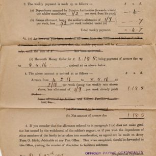 Separation Allowance form for Private Albert Verney Thurlow