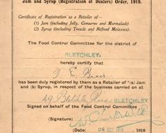 Certificate of registration for the retail of jam and syrup
