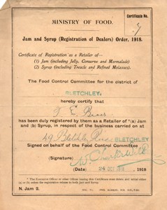 Certificate of registration for the retail of jam and syrup