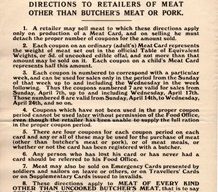 Ministry of Food directions to retailers of meat other than butcher's meat or pork