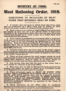 Ministry of Food directions to retailers of meat other than butcher's meat or pork