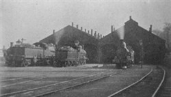 Photograph of trains at train sheds