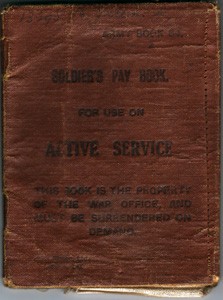 Army Book 64. Soldier's Pay Book for use on Active Service