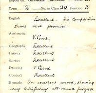 School Report for Ronald Green from  Bradwell Boys School,  Term 2 1931