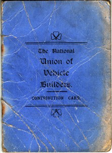 The National Union of Vehicle Builders Contribution Card -Blue