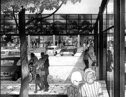 Image 9. Drawing by Helmut Jacoby of a parking area
