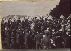 Slide of a military band on parade.