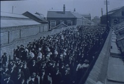 Slide of new recruits marching through Wolverton.