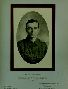 Slide of Corporal William Lawrence Raison.