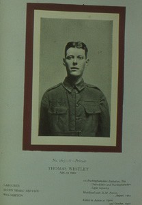 Slide of Private Thomas Westley.