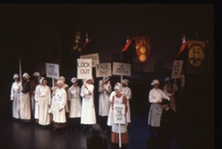 Slide of group of women on strike.