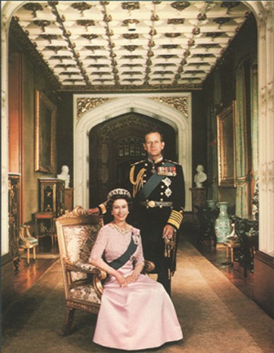 Postcard of the Queen with the Duke of Edinburgh