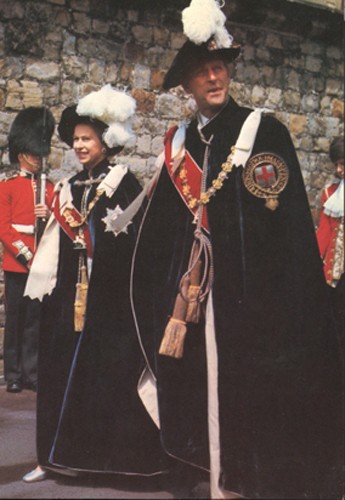 Postcard of the Queen with the Duke of Edinburgh at the Garter Ceremony, Windsor Castle