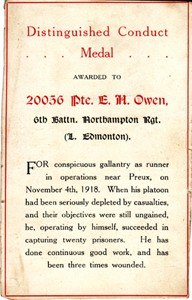 Certificate accompanying a distinguished conduct medal
