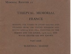 Commonwealth War Graves Commission Memorial Register 21 Thiepval part XXIX