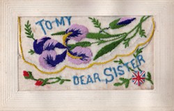 Embroidered Postcard 'To My Dear Sister'