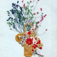 Embroidered postcard 'Flowers of France Gathered for you'