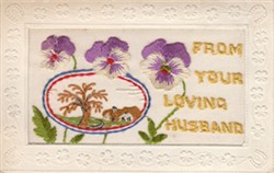 Embroidered  postcard  'From Your Loving Husband'