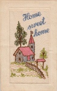 Embroidered postcard; 'Home Sweet Home'