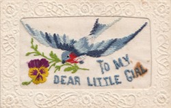 Embroidered postcard ' To My Dear Little Girl'