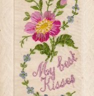 Embroidered postcard "My best Kisses"