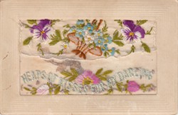 Embroidered  postcard  "Heaps of Kisses for my Darling"