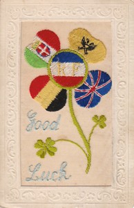 Embroidered postcard "Good Luck"