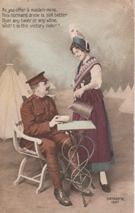 Illustrated postcard "As you offer it maiden mine"