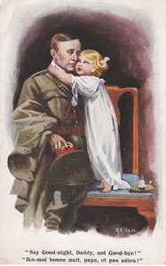 Illustrated postcard "Say Good-night, Daddy, not Good-Bye!"