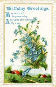 Illustrated postcard "Birthday Greetings"