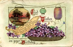 Illustrated postcard "GOOD WISHES ON YOUR BIRTHDAY"