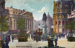 Illustrated postcard "Mansion House"