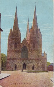 Illustrated postcard "Lichfield Cathedral"