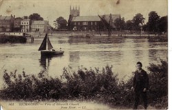Photographic postcard "RICHMOND - View of Isleworth Church from River"