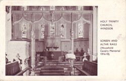 Photographic postcard "HOLY TRINITY CHURCH, WINDSOR SCREEN AND ALTAR RAILS ( household Cavalry Memorial 1914-1918)